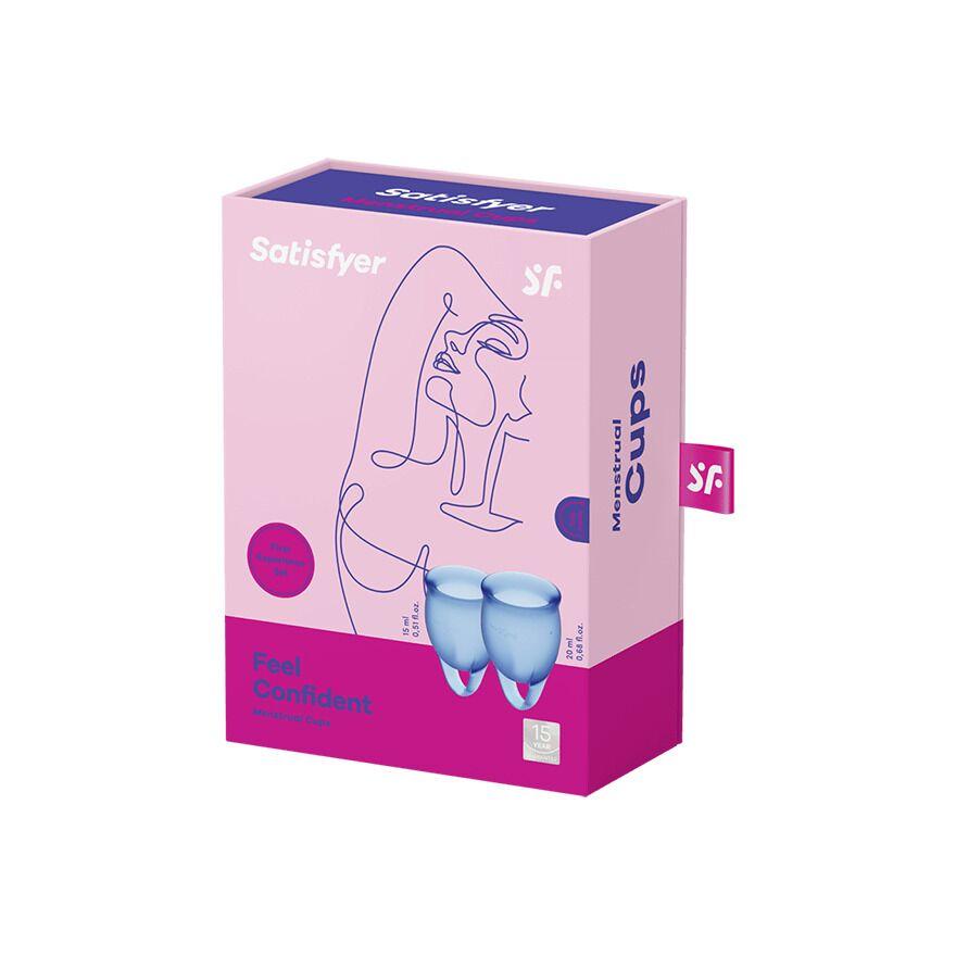 Набор менструальных чаш Satisfyer Feel Confident (dark blue), 15мл и 20мл, мешочек для хранения в DIDO