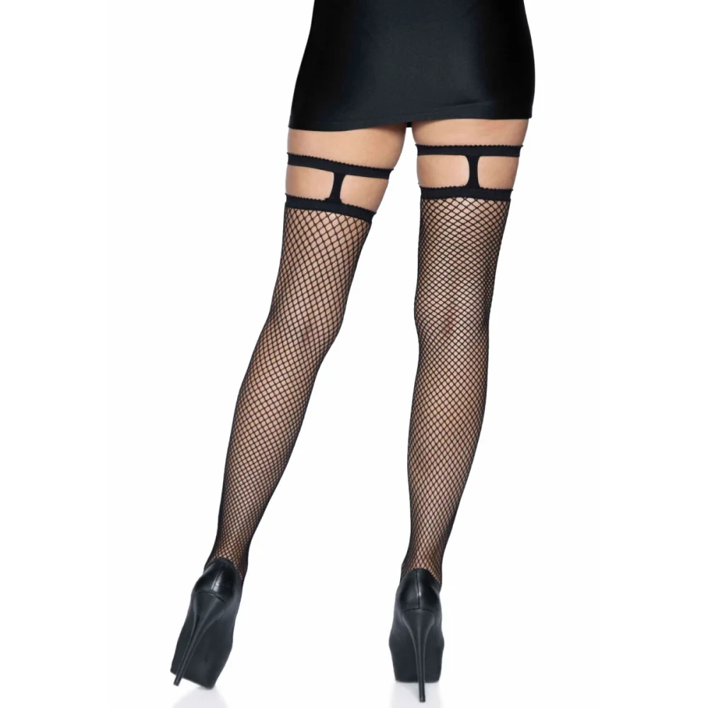 Чулки-сетка Leg Avenue Fishnet Thigh Highs One size, Black, мелкая сетка в DIDO