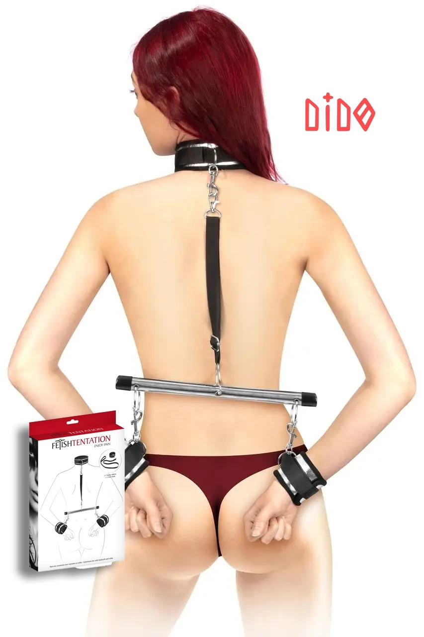 Фиксатор для рук и шеи с поводком Fetish Tentation Submission bar with handcuffs and collar в DIDO