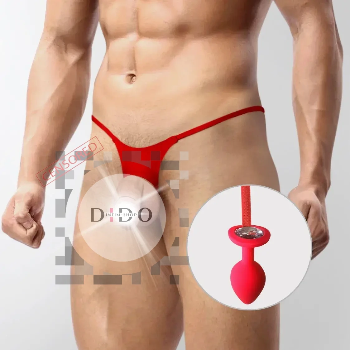 Мужские трусы XS-2XL с силиконовой анальной пробкой Art of Sex -  Joni plug panties size S Red в DIDO