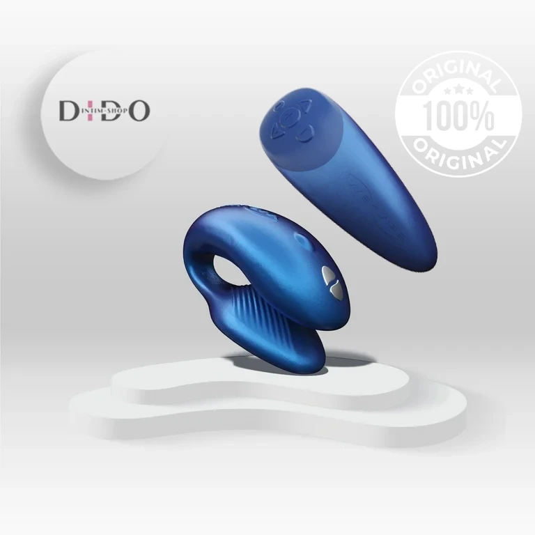 Смарт-вібратор для пар We-Vibe Chorus Cosmic Blue, сенсорне керування вібраціями стиском пульта в DIDO