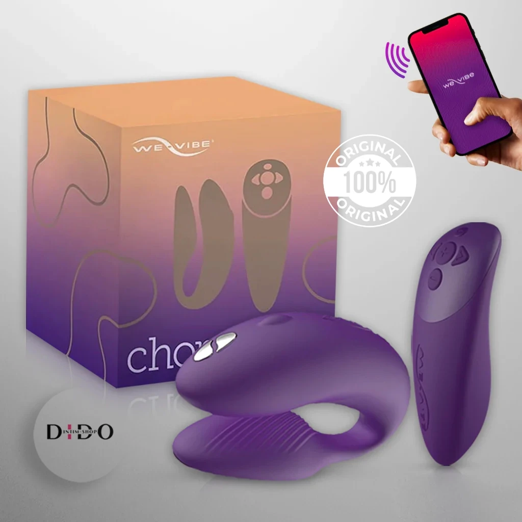 Смарт-вібратор для пар We-Vibe Chorus Purple, сенсорне керування вібраціями стиском пульта в DIDO