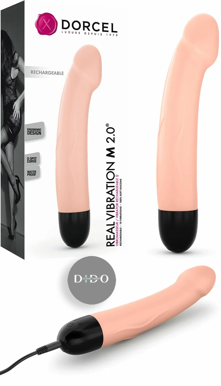 Вибратор Dorcel Real Vibration M Flesh 2.0, диам 3,7см, перезаряжаемый, для точки G в DIDO
