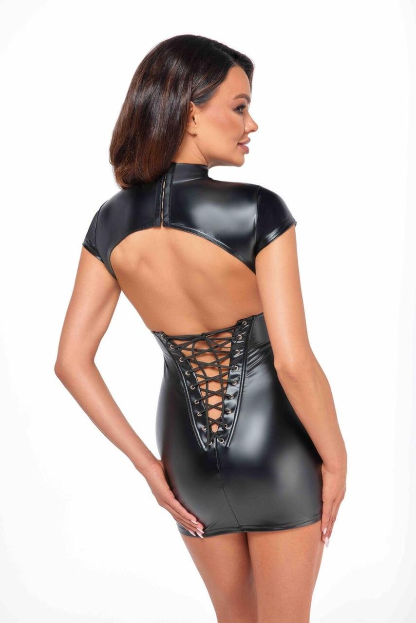 Платье Noir Handmade F309 Fantasy wetlook mini dress with lace up back - XXL в DIDO