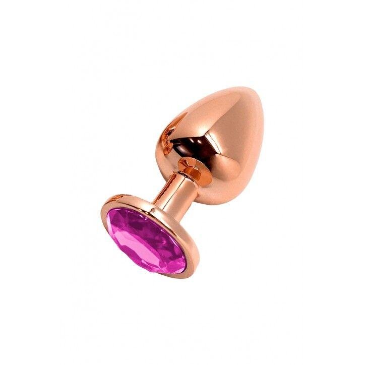 Металевий анальний затор Wooomy Tralalo Rose Gold Metal Plug Magenta S діаметр 2,8см, довжина 7см в DIDO