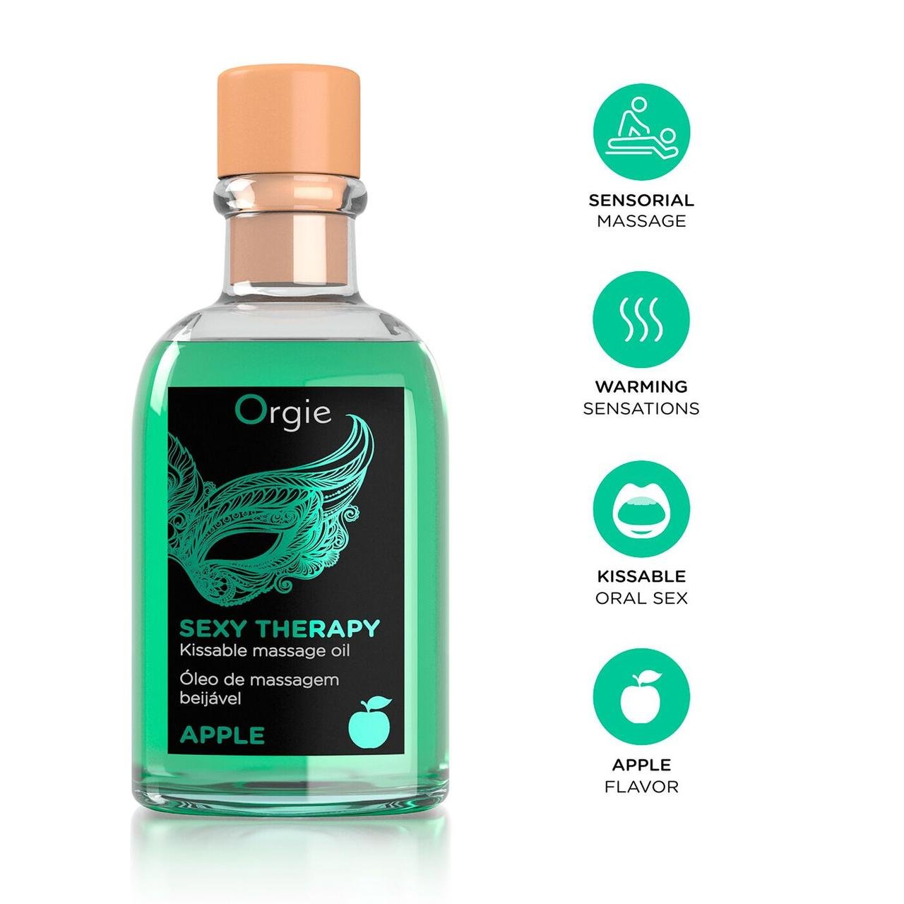 Набор для массажа Orgie – Sexy Therapy Apple (100 мл), съедобное разогревающее масло + перышко в DIDO