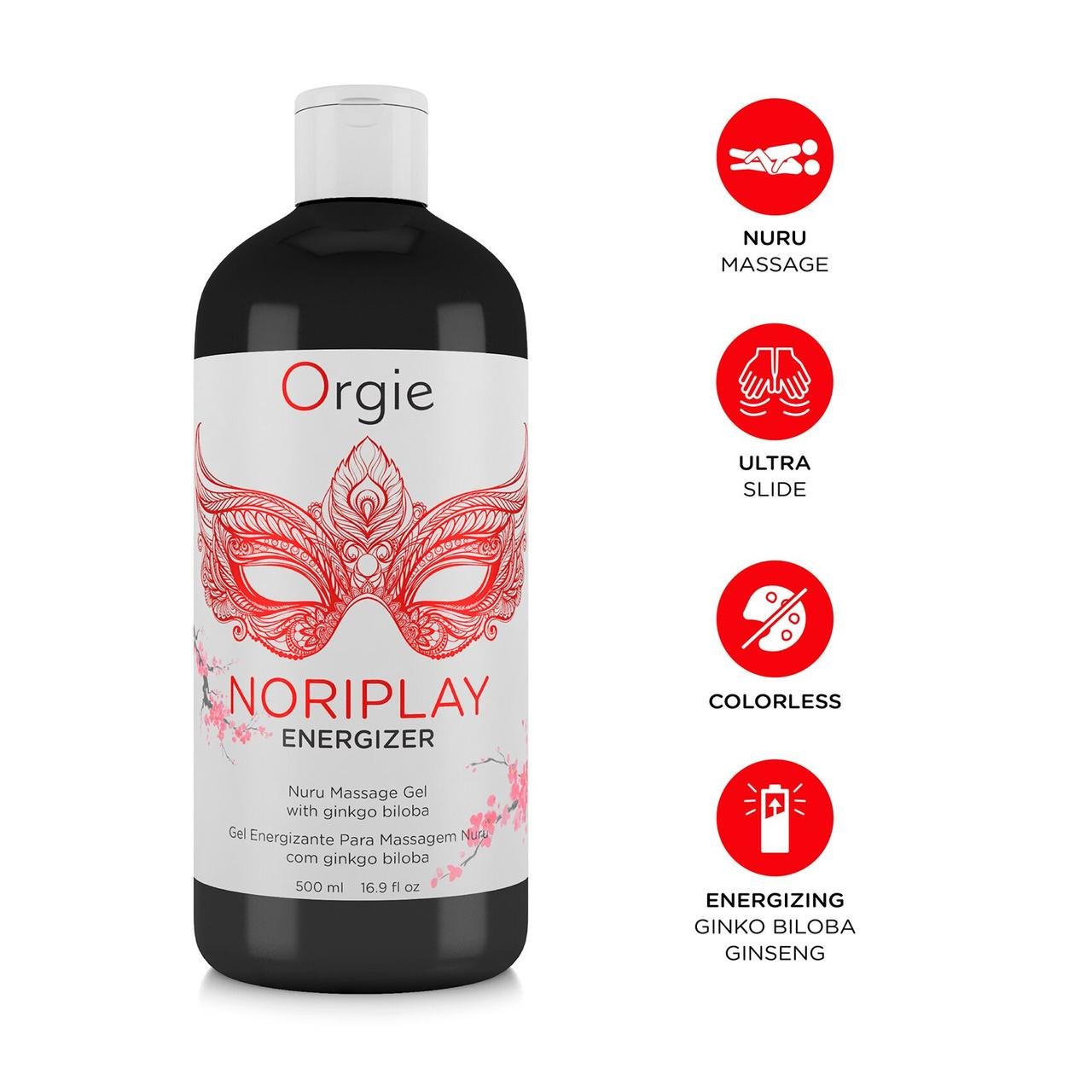 Гель для NURU-масажу Orgie - Noriplay Energizer (500 мл), екстракт гінкго білоба, захисне простирадло в DIDO