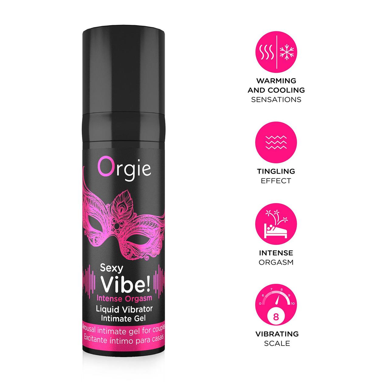 Рідкий вібратор Orgie Sexy Vibe! Intense Orgasm, 15 мл, тепло-холод, дуже потужний у DIDO