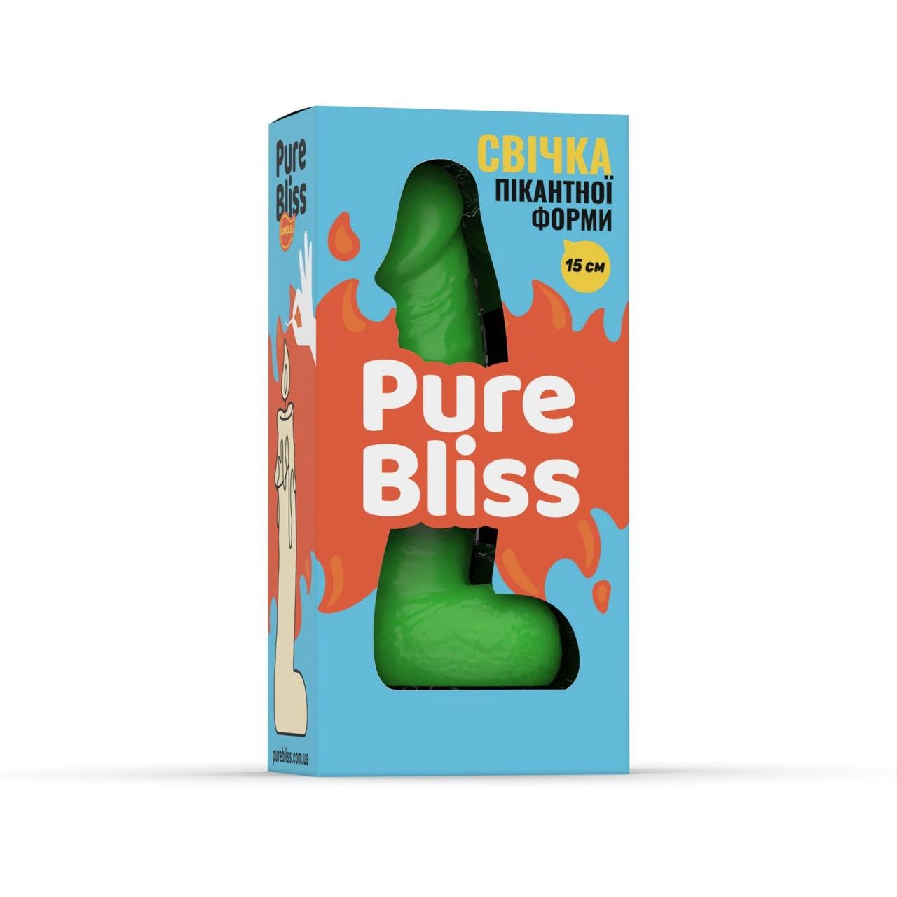 Свічка у вигляді члена Pure Bliss MINI Green 15 см у DIDO