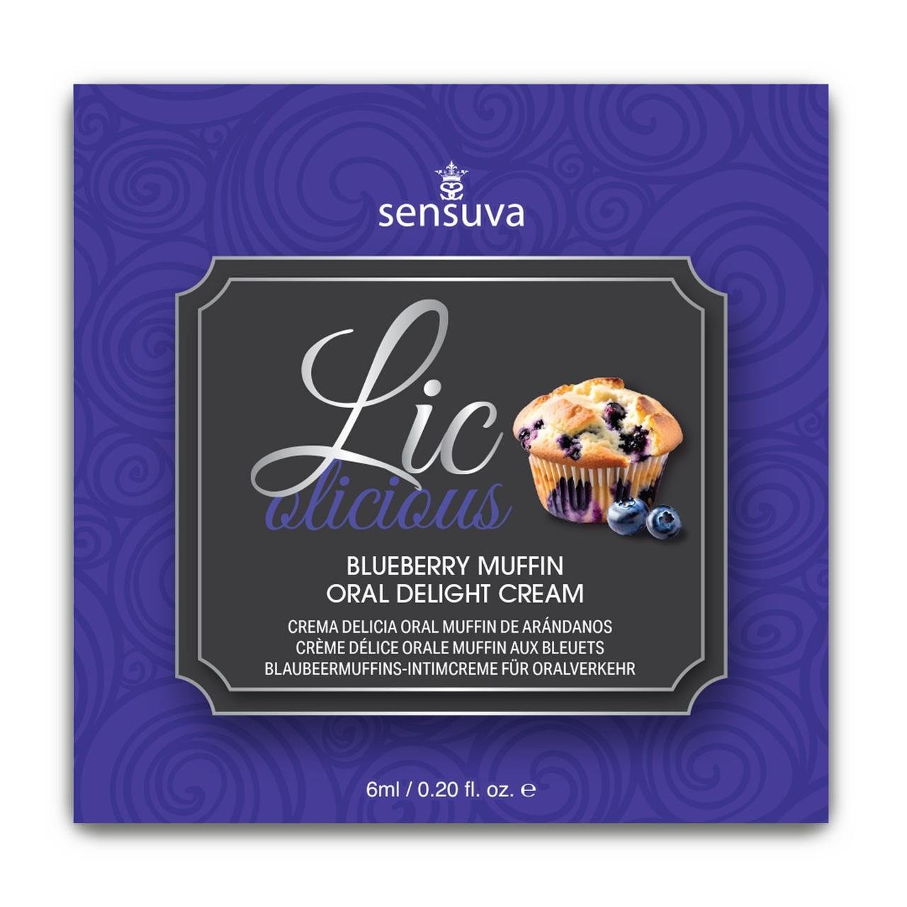 Пробник геля для минета Sensuva Lic-o-licious Blueberry Muffin (6 мл), маслянистый, без сахара в DIDO