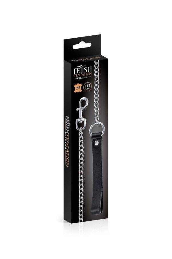 Повідець Fetish Tentation Premium Metal leash with cowhide leather wrist 115 см в DIDO