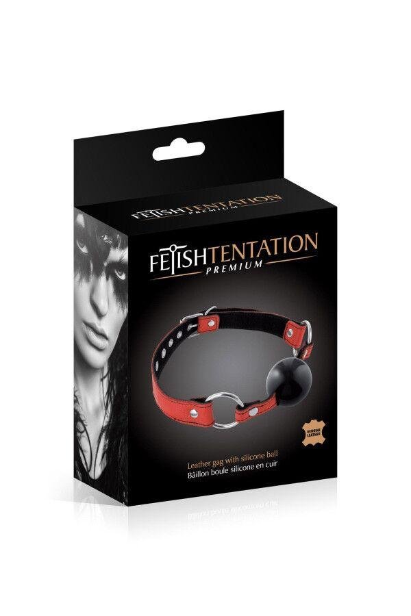Кляп Fetish Tentation Premium Leather gag with silicone ball Red в DIDO