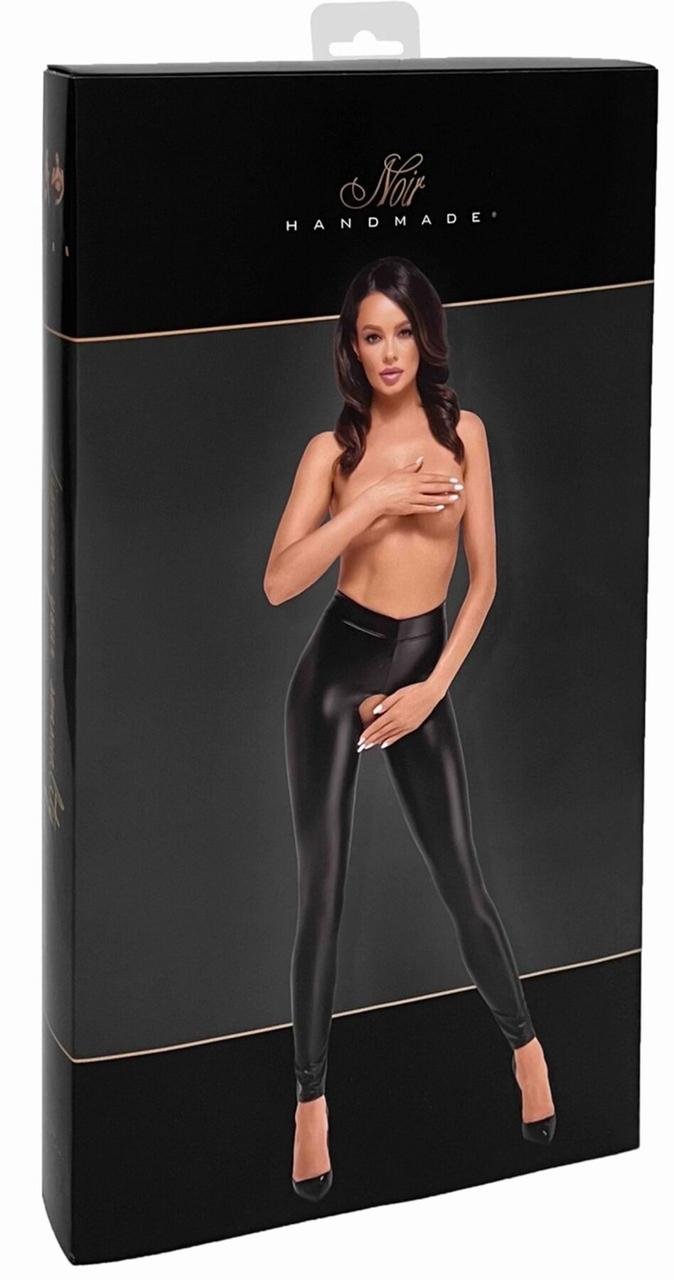 Лeггинсы Noir Handmade F304 Taboo wetlook leggings with open crotch and bum - 3XL в DIDO