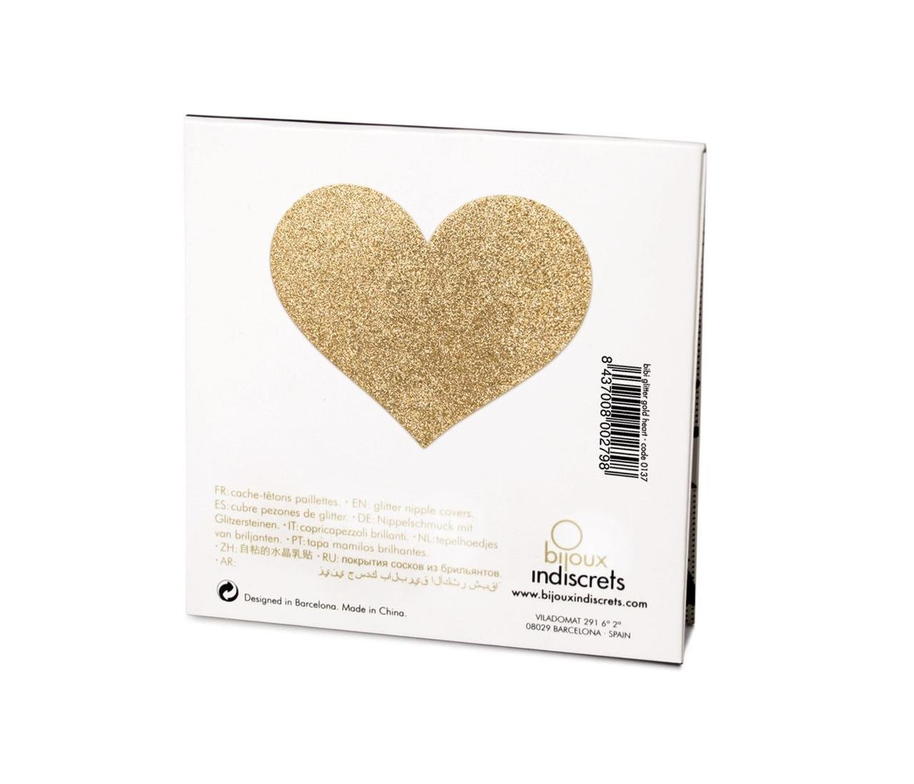 Пестіс - стікіні Bijoux Indiscrets - Flash Heart Gold, наклейки на соски в DIDO