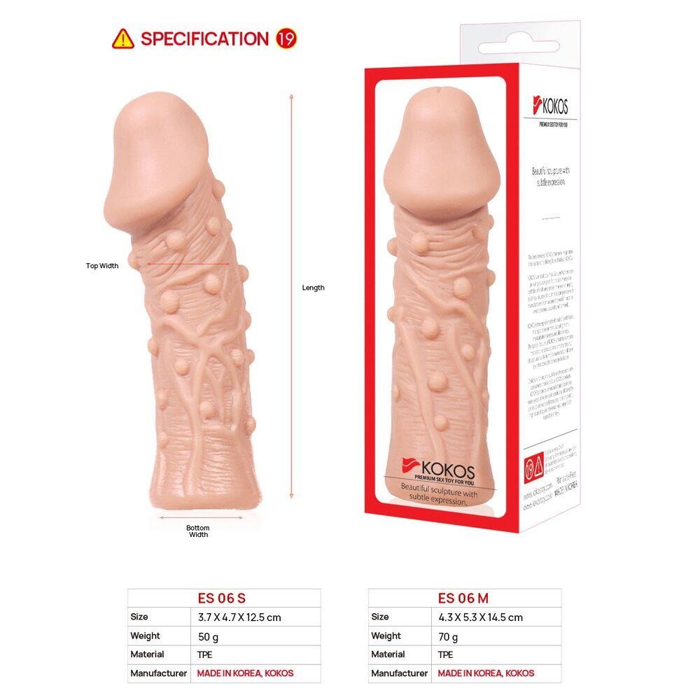 Насадка на член Kokos Extreme Sleeve ES.06 розмір M, що потовщує, стимулює рельєф в DIDO