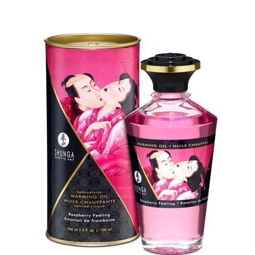 Разогревающее масло Shunga Aphrodisiac Warming Oil – Raspberry Feeling (100 мл) без сахара, вкусное в DIDO