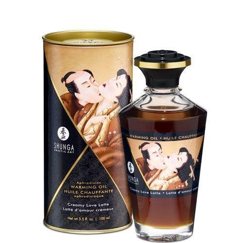 Разогревающее масло Shunga Aphrodisiac Warming Oil - Creamy Love Latte (100 мл) без сахара, вкусный в DIDO