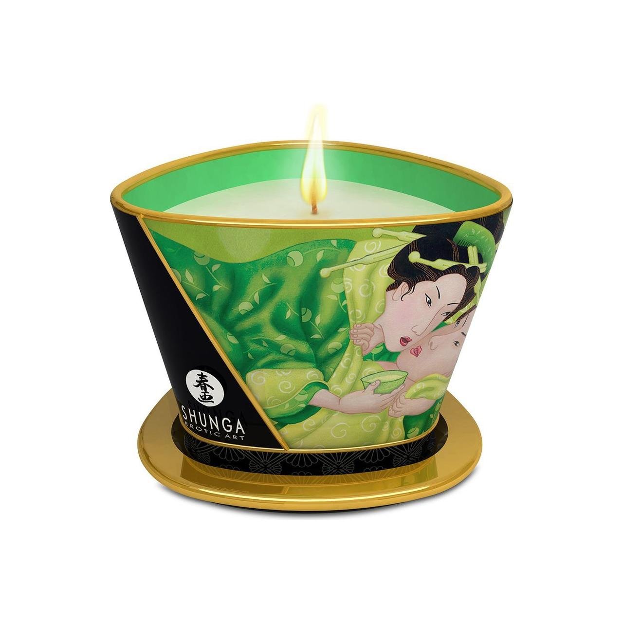 Масажна свічка Shunga Massage Candle – Exotic Green Tea (170 мл) з афродизіаками у DIDO