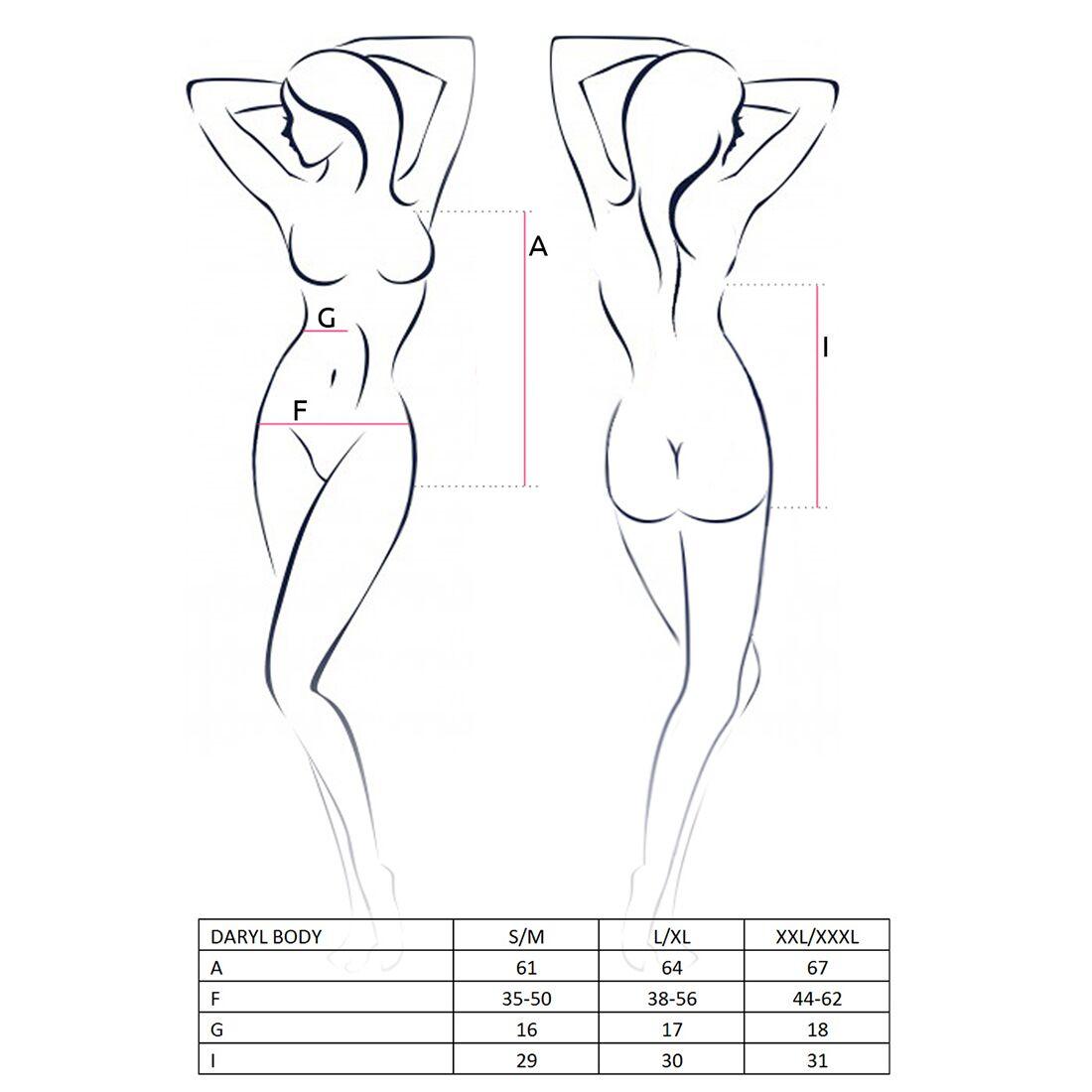 Боді з дуже глибоким декольте Passion DARYL BODY S/M, black в DIDO