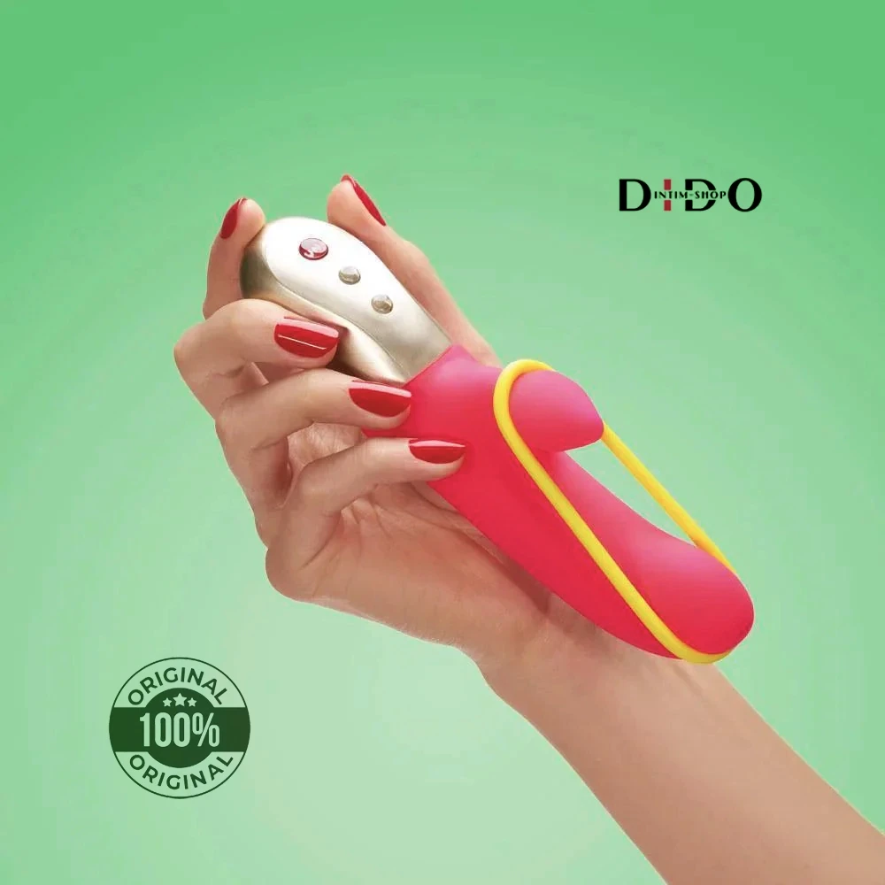 Міні вібратор-кролик зі стимулюючою стрічкою Fun Factory AMORINO pink/neon yellow, знімна стрічка в DIDO