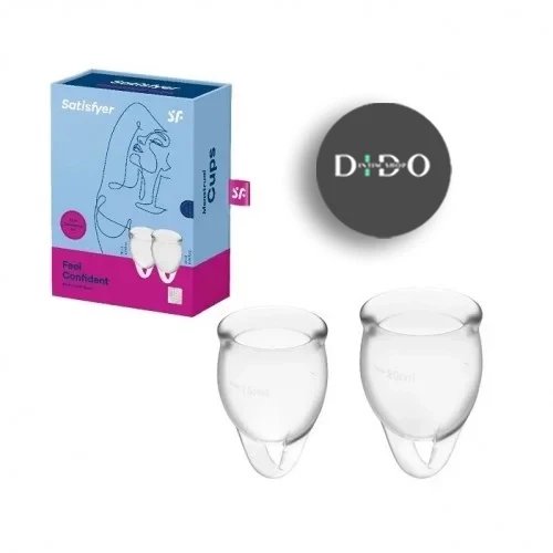 Набір менструальних чаш Satisfyer Feel Confident (Transparent), 15мл та 20мл, мішечок для зберігання в DIDO