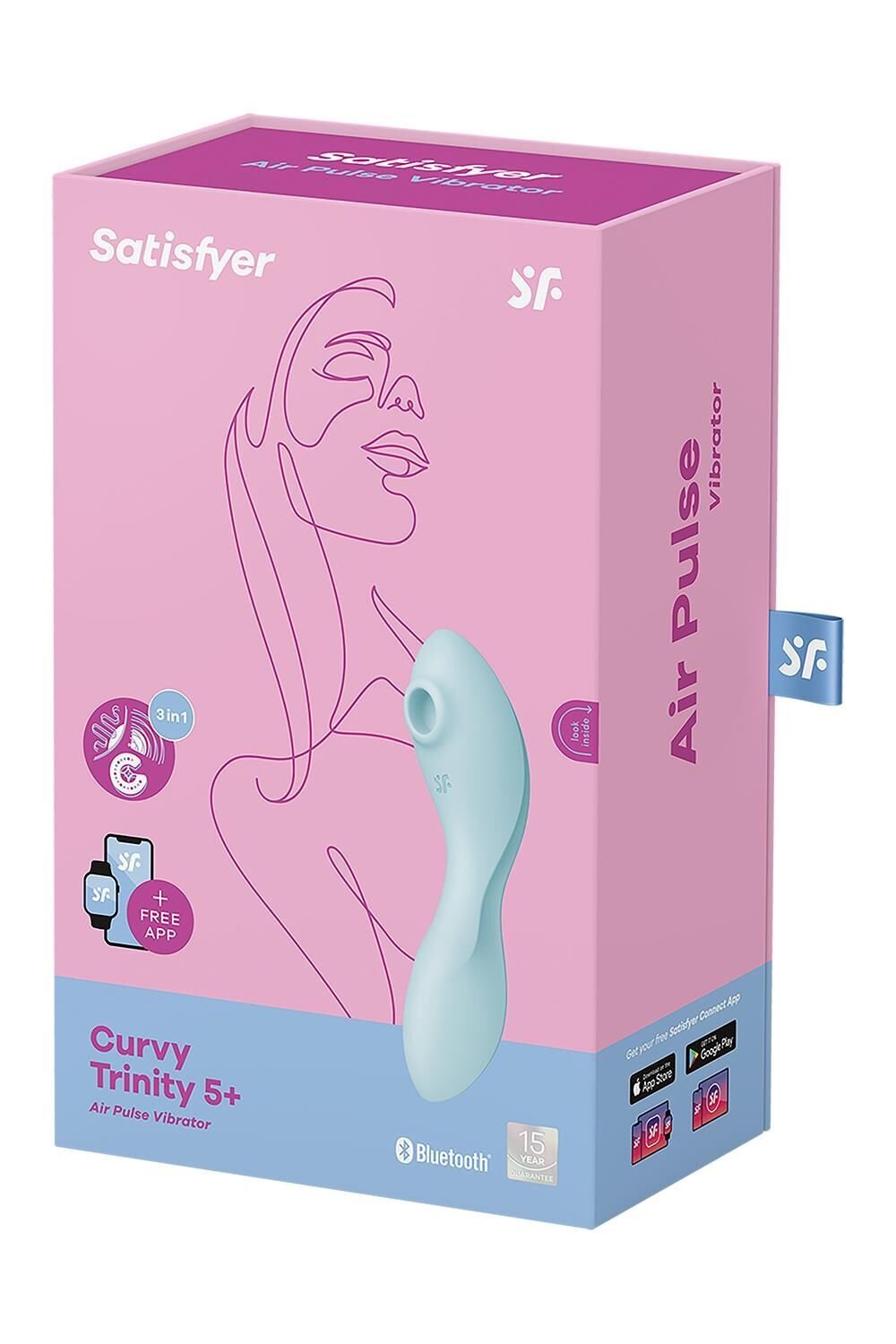 Вакуумний смарт-стимулятор із вібрацією Satisfyer Curvy Trinity 5 (Blue) (м'ята упаковка!!!) - Зображення 8