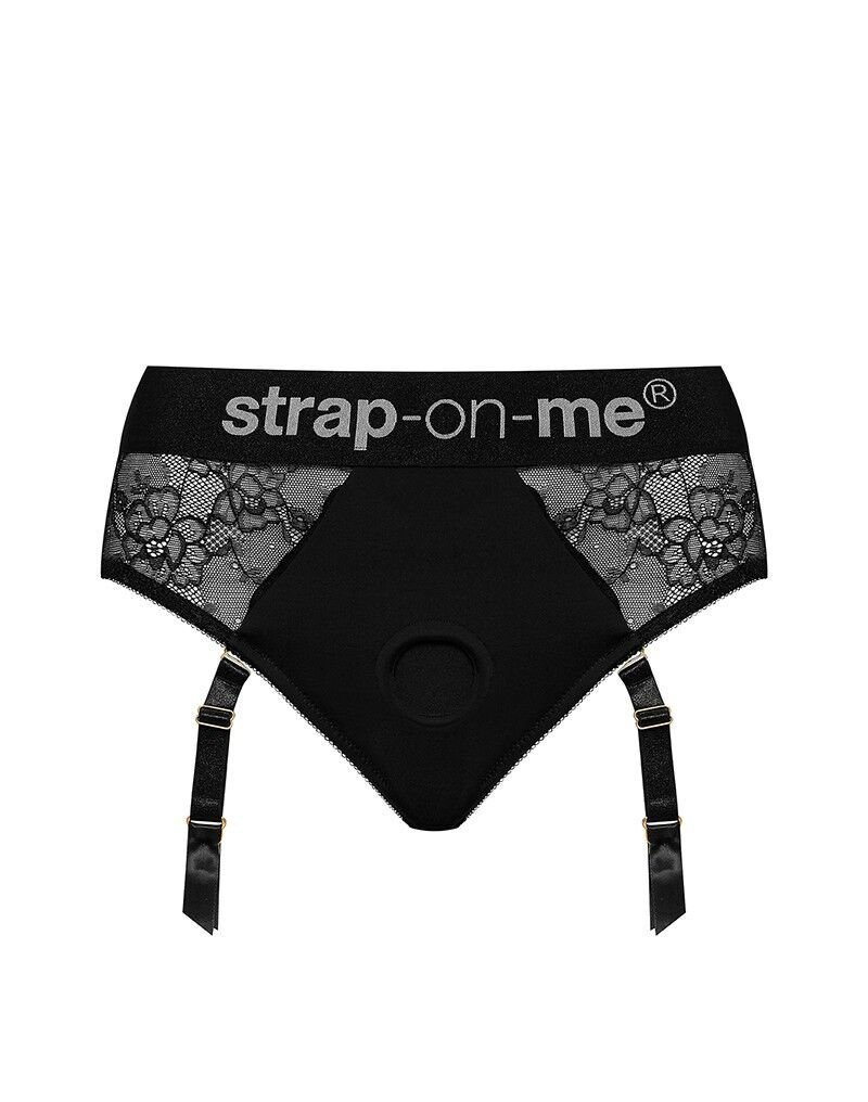 Мереживні трусики для страпона з підв’язками для панчіх Strap-On-Me DIVA HARNESS - XS - Зображення 3