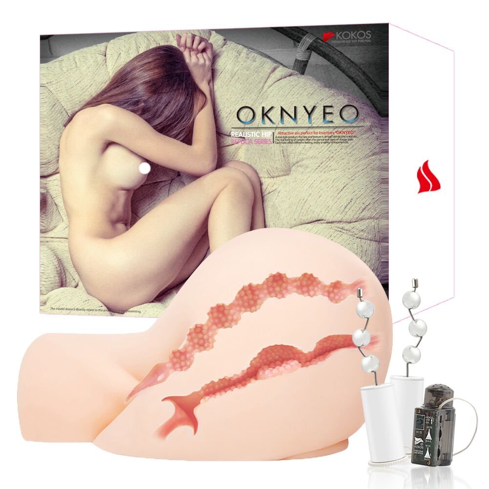 Мастурбатор-попка Kokos Oknyeo 2WayPlus з функцією масажу та вібрацією, два входи: вагіна та попка - Зображення 8