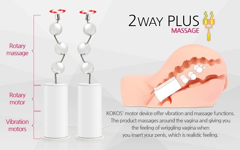 Мастурбатор-попка Kokos Oknyeo 2WayPlus з функцією масажу та вібрацією, два входи: вагіна та попка - Зображення 3