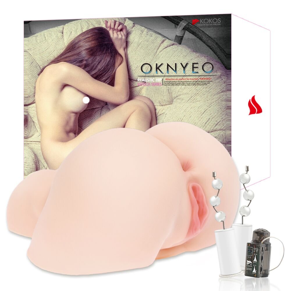 Мастурбатор-попка Kokos Oknyeo 2WayPlus з функцією масажу та вібрацією, два входи: вагіна та попка - Зображення 7