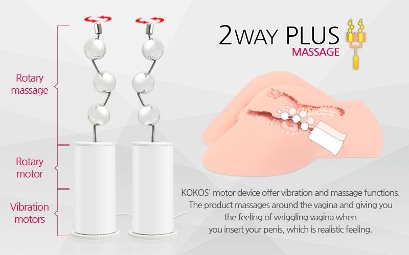 Мастурбатор-попка Kokos Big Hip Hera 2WayPlus з функцією масажу та вібрацією, два входи: вагіна та попка - Зображення 6