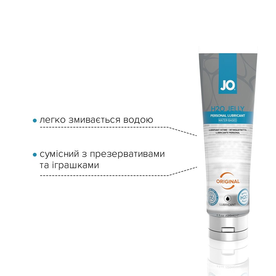 Густий лубрикант на водній основі JO H2O JELLY — ORIGINAL (120 мл), без парабенів та гліколю - Зображення 3