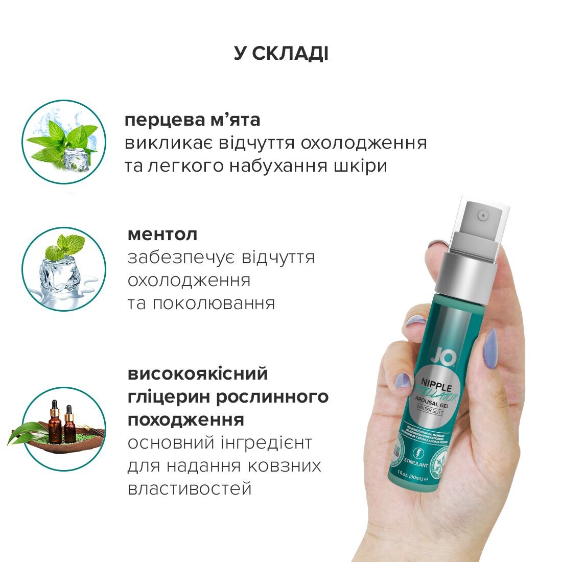 Гель для стимуляції сосків JO NIPPLE TITILLATOR WINTER BLITZ (30 мл) - Зображення 3