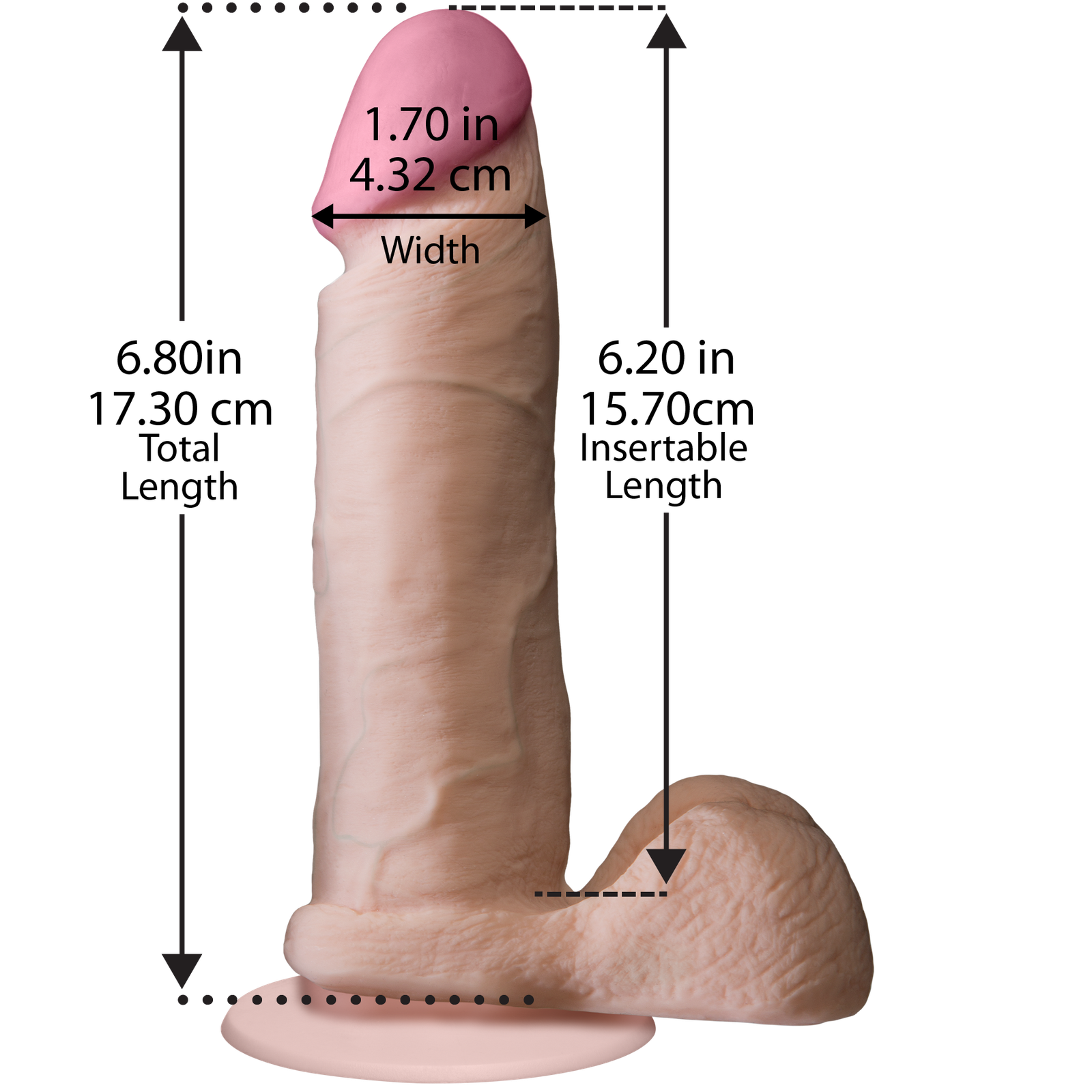 Фалоімітатор Doc Johnson The Realistic Cock 6 inch White – ULTRASKYN, Vack-U-Lock, діаметр 4,3 см - Зображення 5