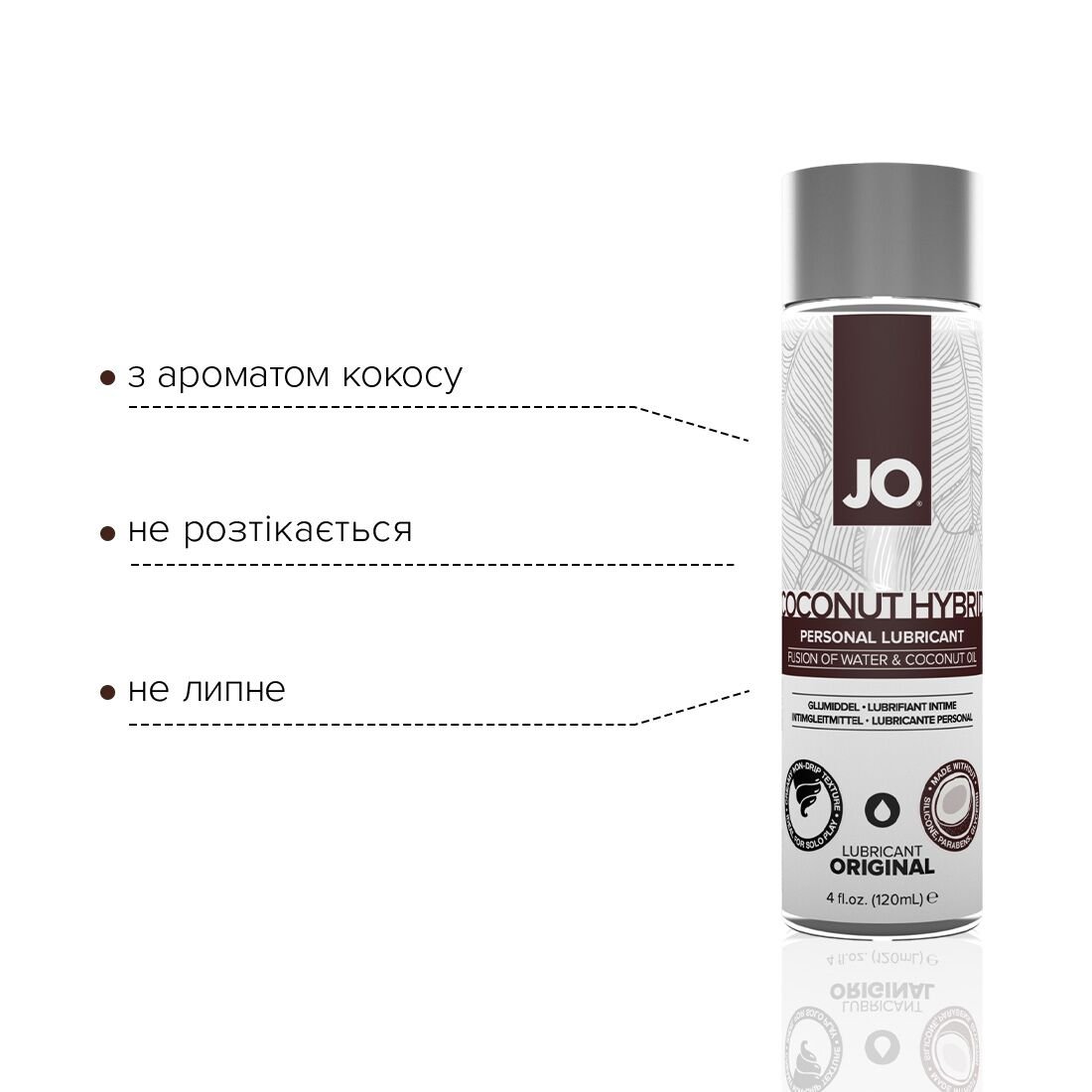 Змазка-крем з кокосовою олією JO Coconut Hybrid ORIGINAL (120 мл) біла - Зображення 3