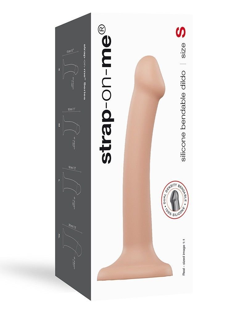 Насадка для страпону Strap-On-Me Dual Density Dildo Flesh S, діаметр 2,7 см, двошарова, гнучкий - Зображення 4