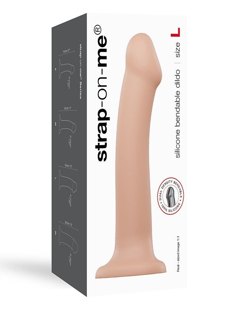 Насадка для страпону Strap-On-Me Dual Density Dildo Flesh L, діаметр 3,7 см, двошарова, гнучкий - Зображення 4