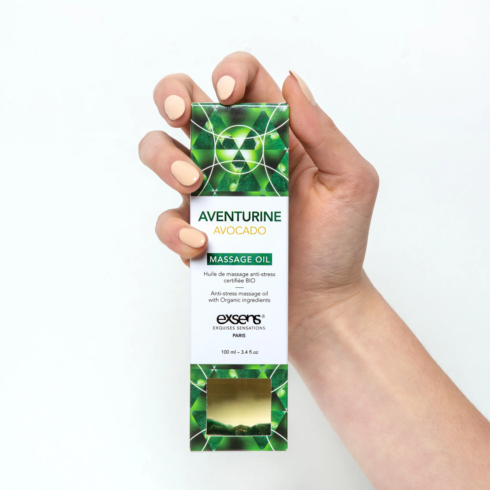 Масажна олія EXSENS Aventurine Avocado (антистрес з авантюрином) 100мл, натуральна - Зображення 3