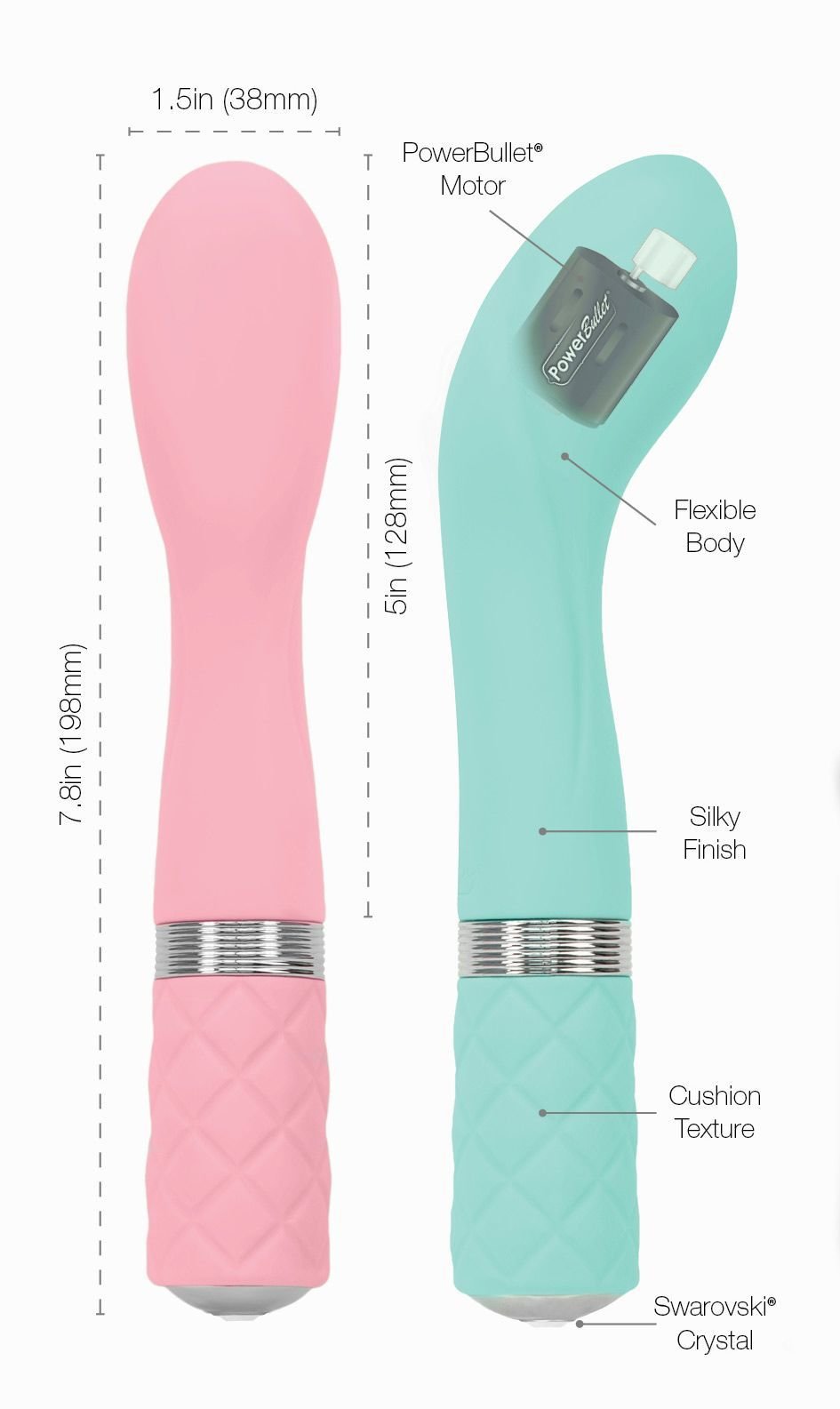 Розкішний вібратор Pillow Talk - Sassy Pink з кристалом Сваровські для точки G, подарункова упаковка - Зображення 12