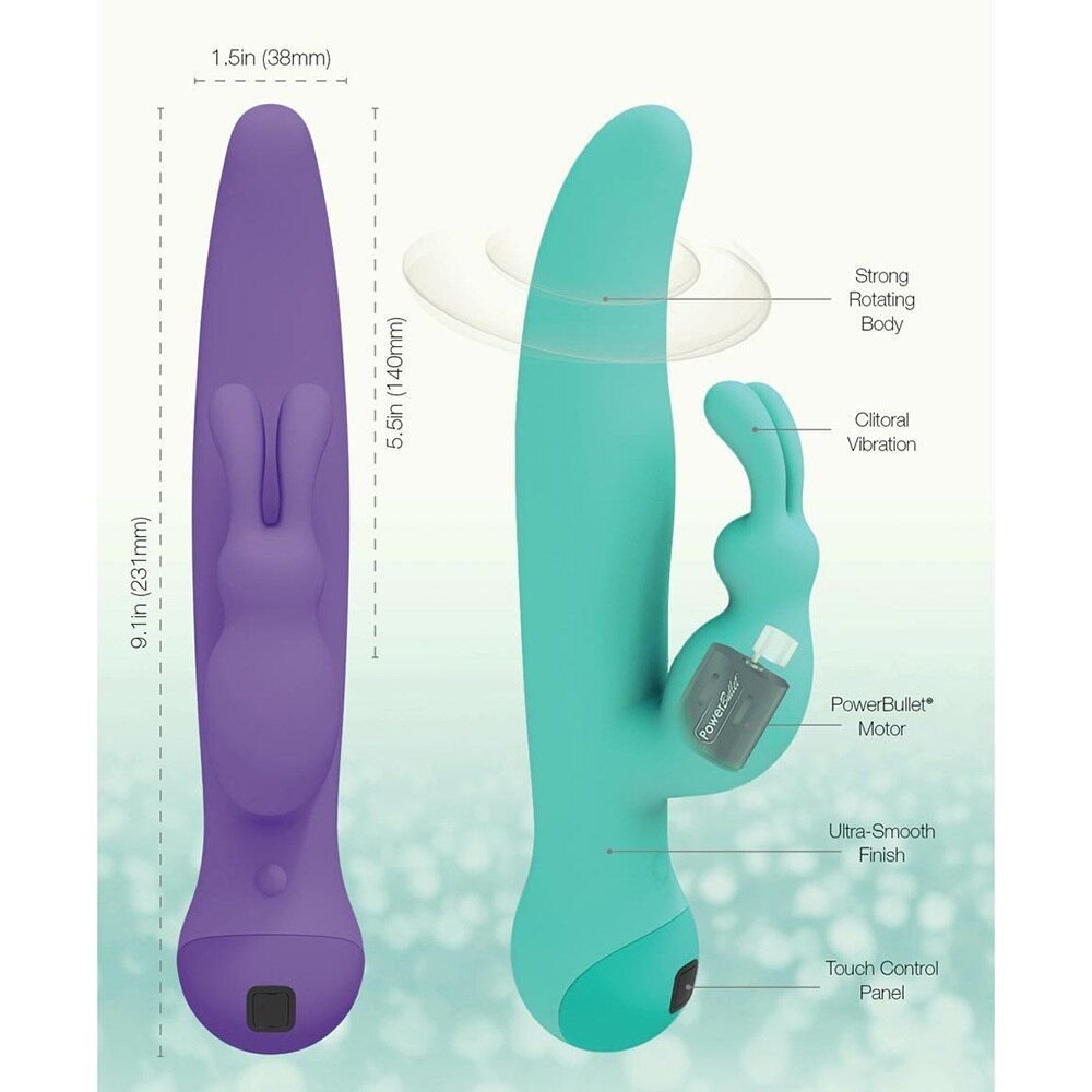 Вібратор-кролик з сенсорним управлінням і ротацією Touch by SWAN - Duo Purple, глибока вібрація - Зображення 7
