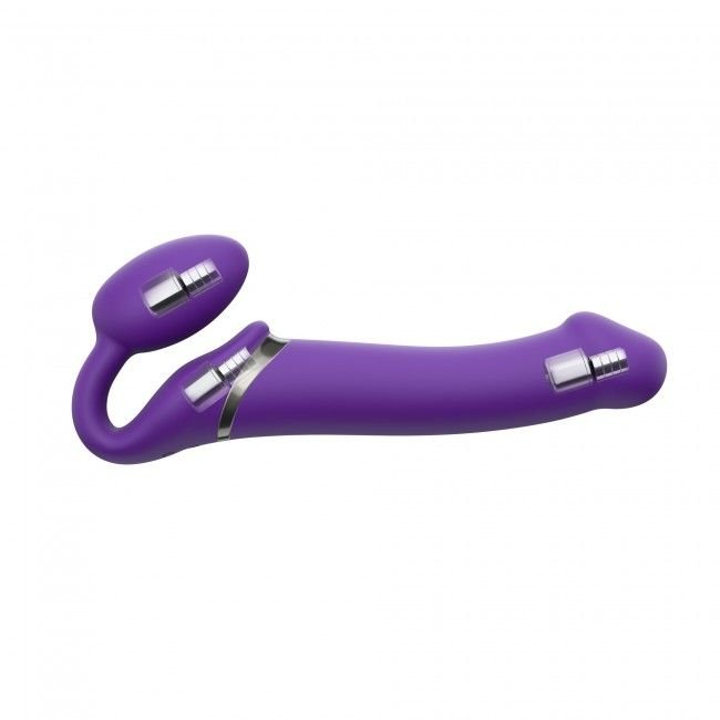 Безремінний страпон з вібрацією Strap-On-Me Vibrating Violet L, діам. 4,2 см, пульт ДК, регульований - Зображення 4