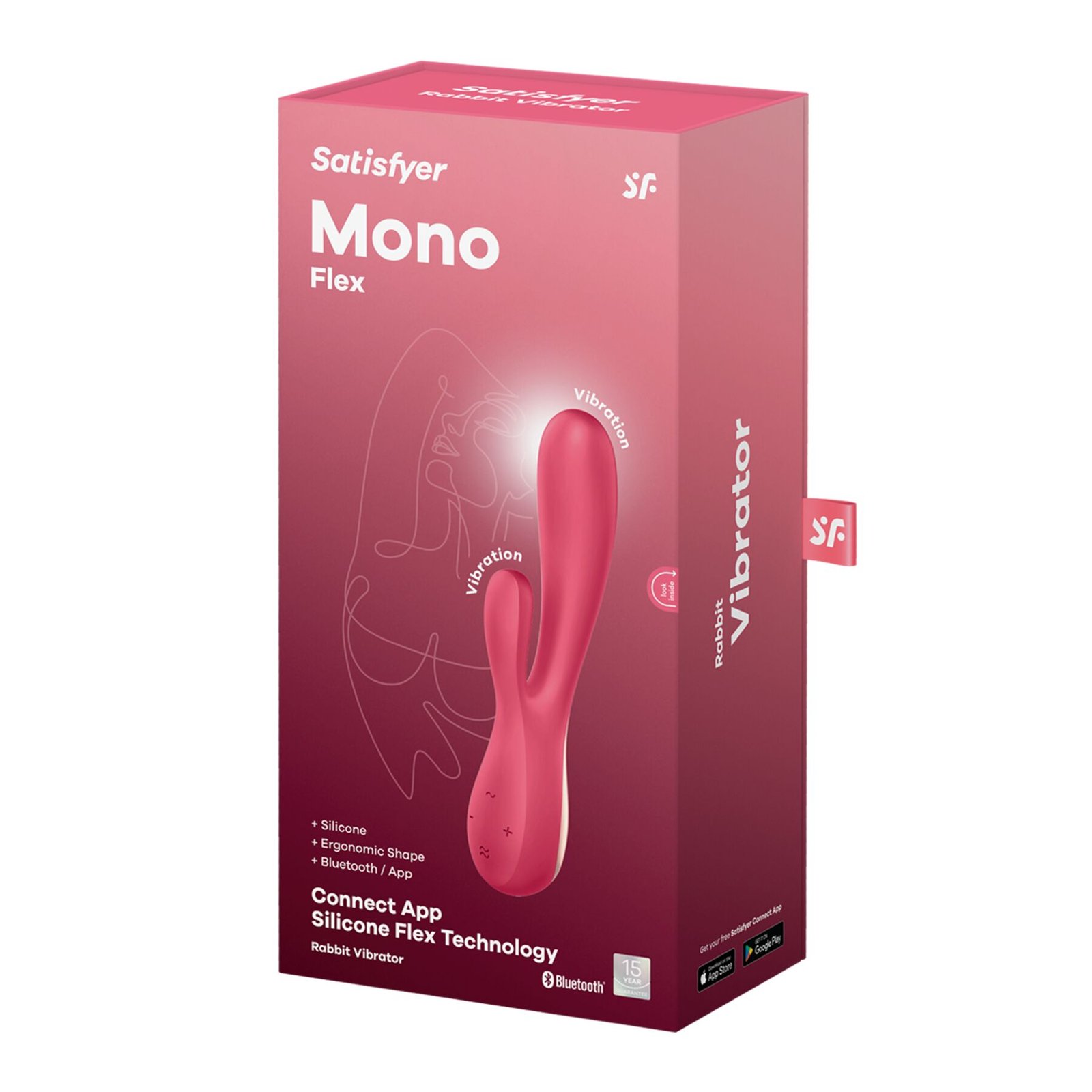 Смарт вібратор-кролик Satisfyer Mono Flex Red, 2 мотори, керування через інтернет - Зображення 4