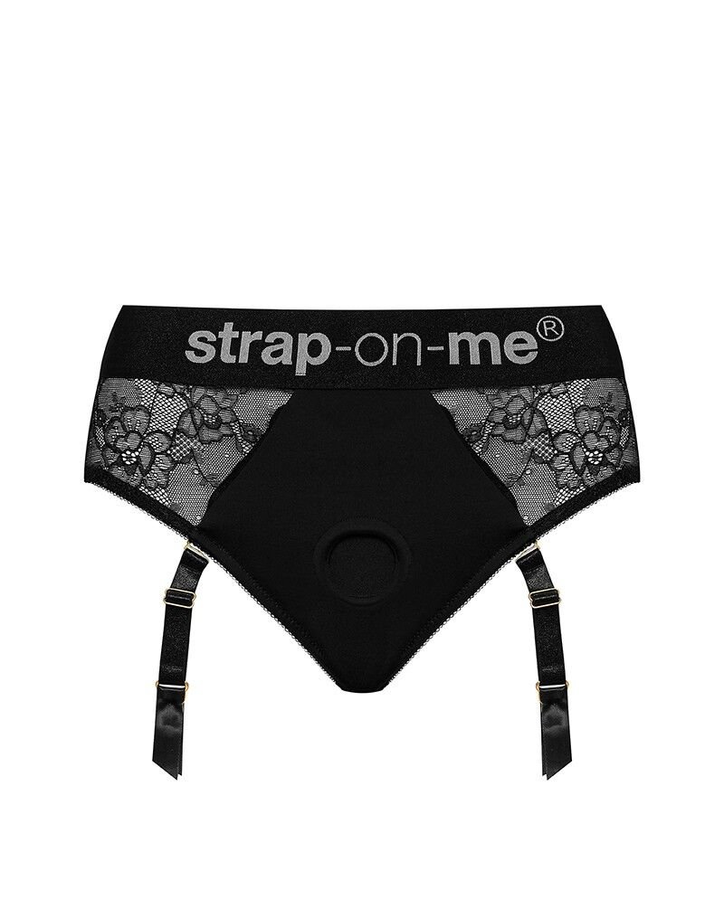 Мереживні трусики для страпона з підв’язками для панчіх Strap-On-Me DIVA HARNESS - L - Зображення 3