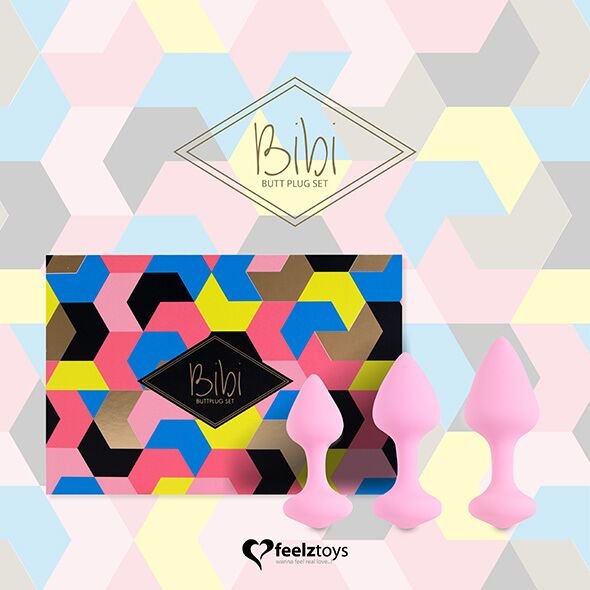 Набір силіконових анальних пробок FeelzToys - Bibi Butt Plug Set 3 pcs Pink - Зображення 4