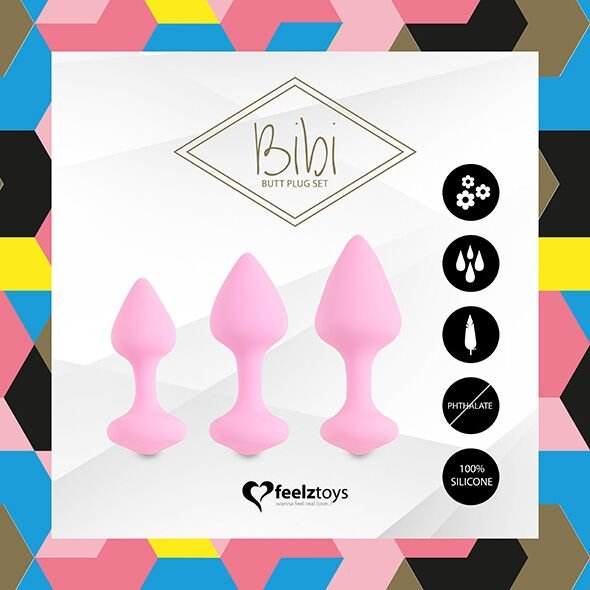 Набір силіконових анальних пробок FeelzToys - Bibi Butt Plug Set 3 pcs Pink - Зображення 3