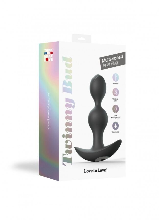 Анальний стимулятор, гнучкий з вібрацією Love To Love TWINNY BUD Black - Зображення 5