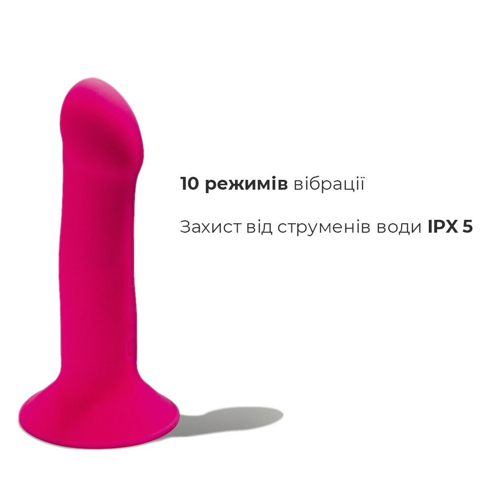 Двошаровий ділдо з вібрацією Adrien Lastic Hitsens 2 Pink, відмінно для страпона, макс діаметр 4 см, - Зображення 4