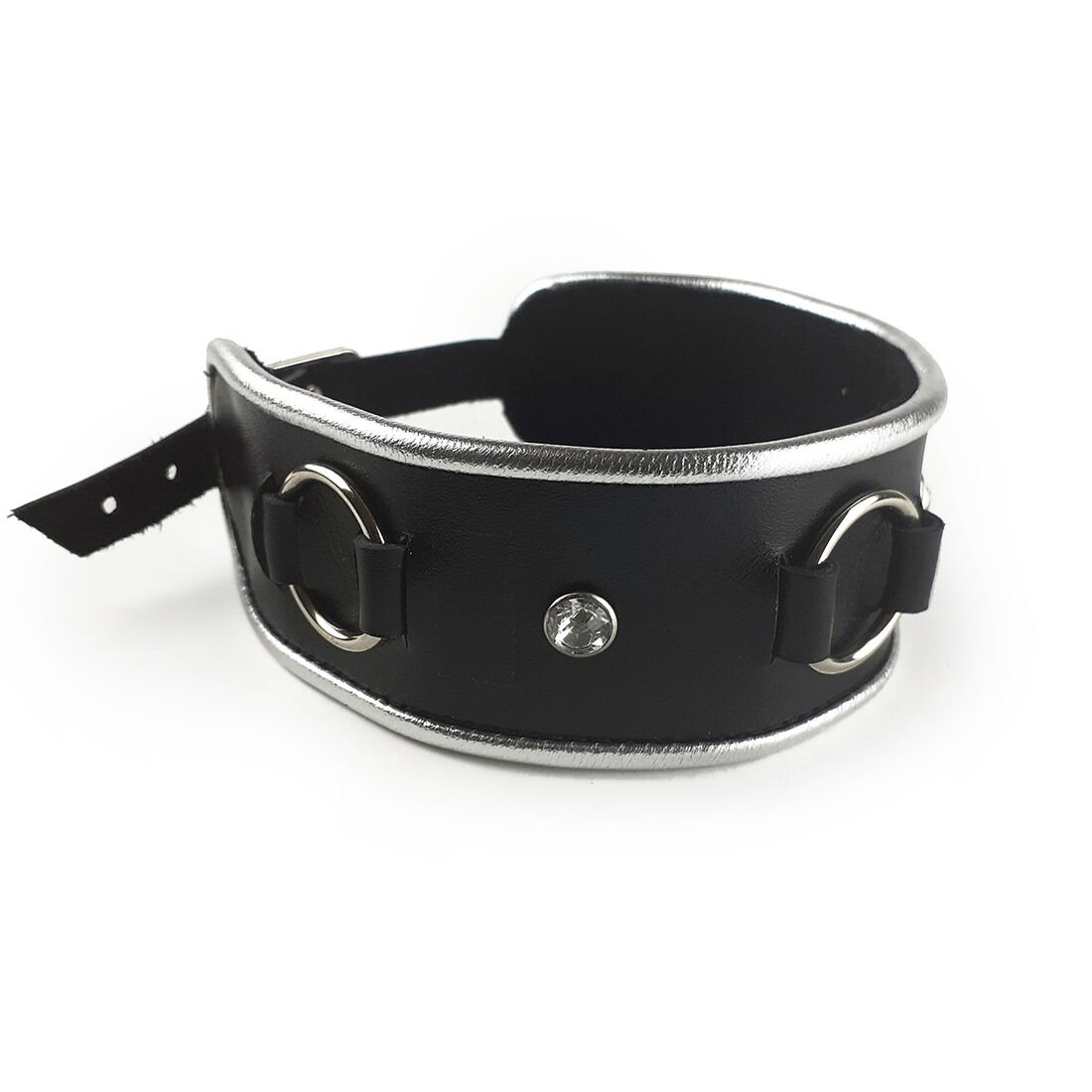 Ошейник из натуральной кожи со стразами и кольцом Art of Sex - Collar Ring - Зображення 3