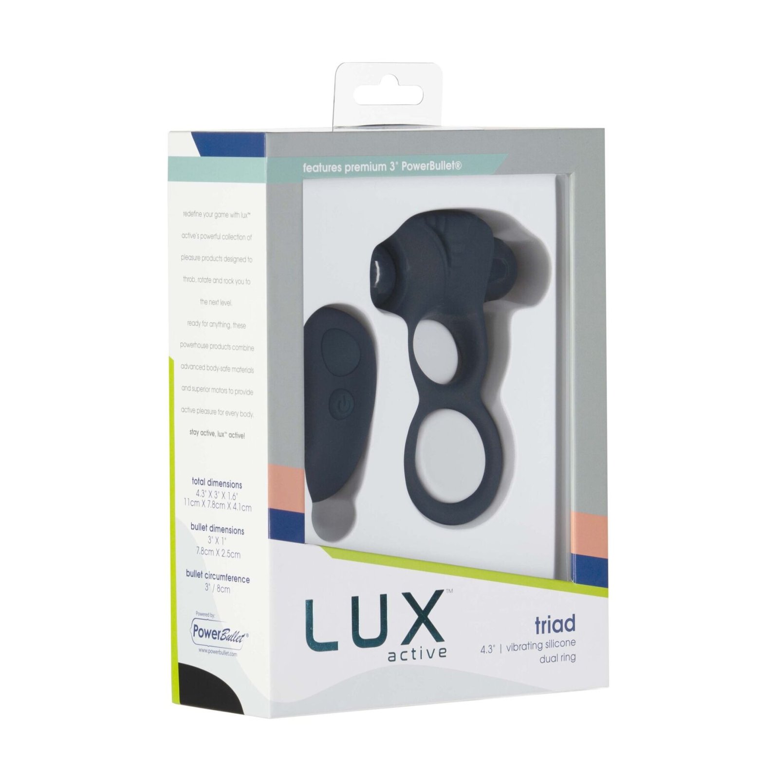 Подвійне ерекційне кільце з вібрацією Lux Active-Triad - Vibrating Dual Cock Ring, пульт ДК - Зображення 9