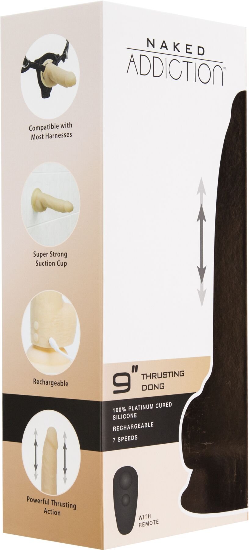 Фалоімітатор з пульсацією Naked ADDICTION Dominic 9″ Vanilla, пульт ДК, діаметр 4,2 см - Зображення 6